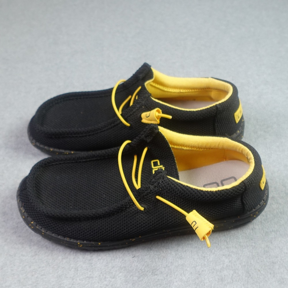 Hey Dude Shoes Mens Size 9 Black Yellow Casual Wally Sox Loafer Lightweight - Picture 2 of 10